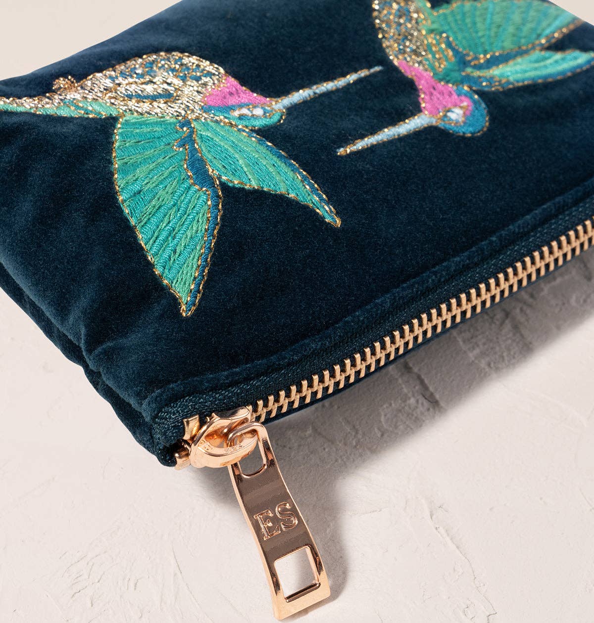 Elizabeth Scarlett Hummingbird Coin Purse: Ink Blue / Velvet