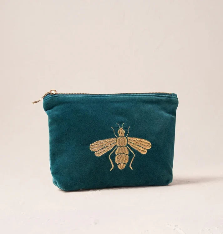 Rich Blue Honey Bee Mini Pouch