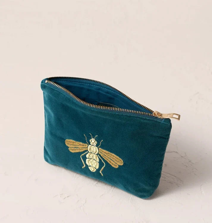 Rich Blue Honey Bee Mini Pouch