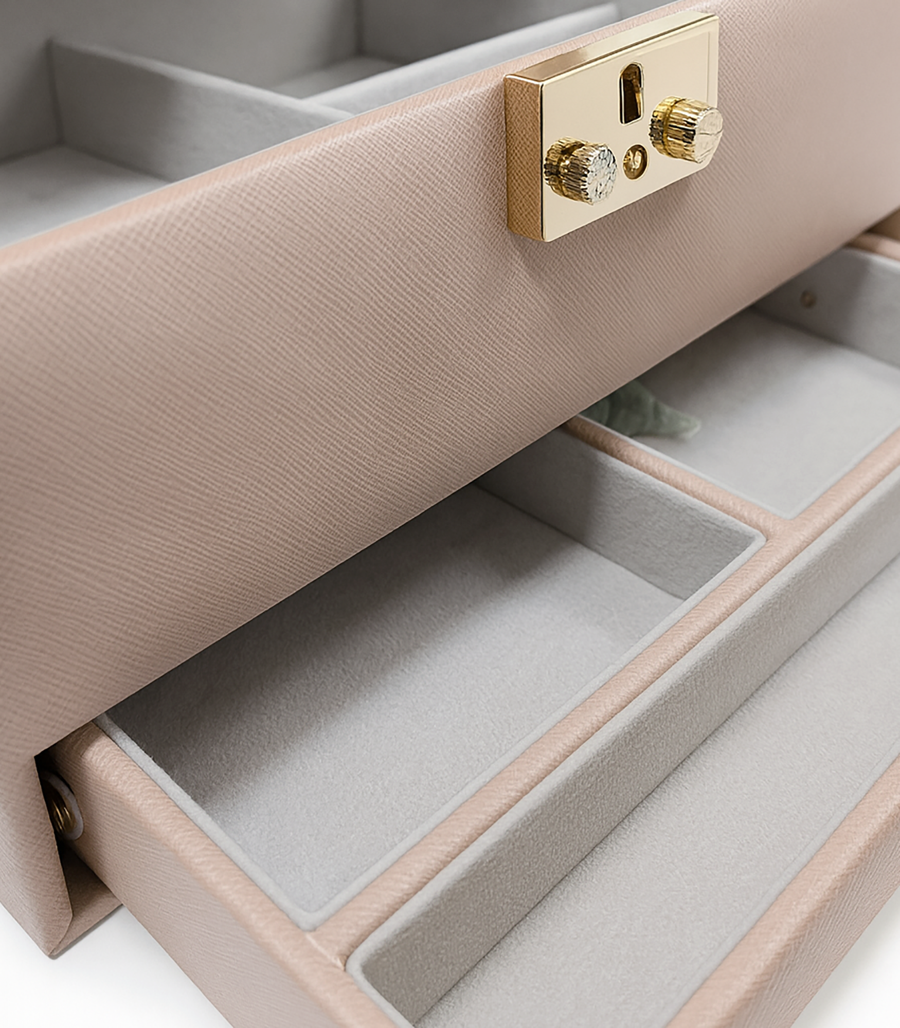 Mocha Peach Vegan Leather Large Jewellery Box