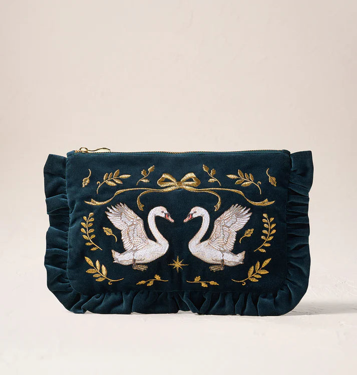 Elizabeth Scarlett - Majestic Swans Frill Pouch
