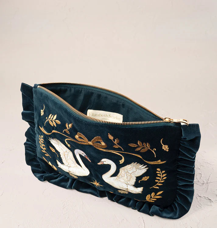 Elizabeth Scarlett - Majestic Swans Frill Pouch