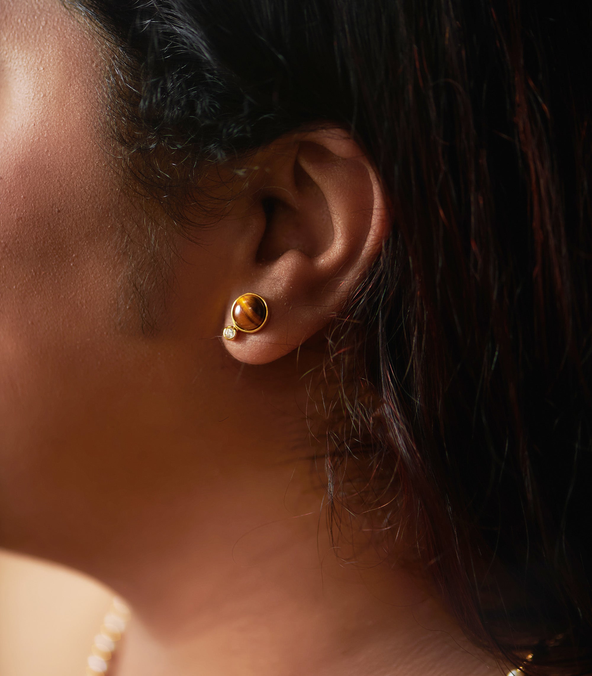 Mau Tiger Eye Stud Earrings