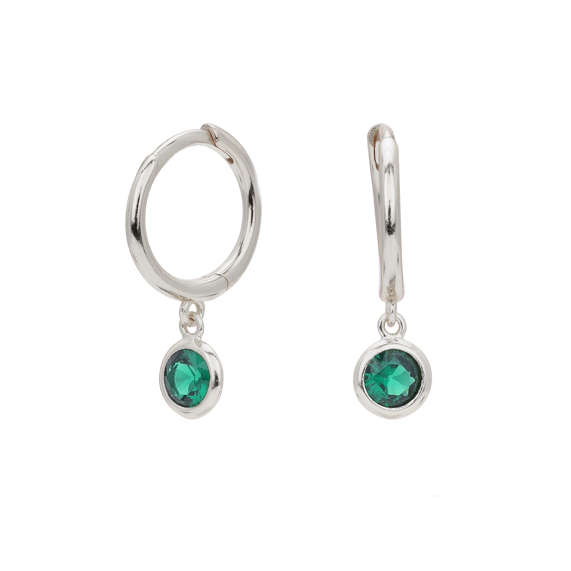 Birthstone Drop Hoop Earrings