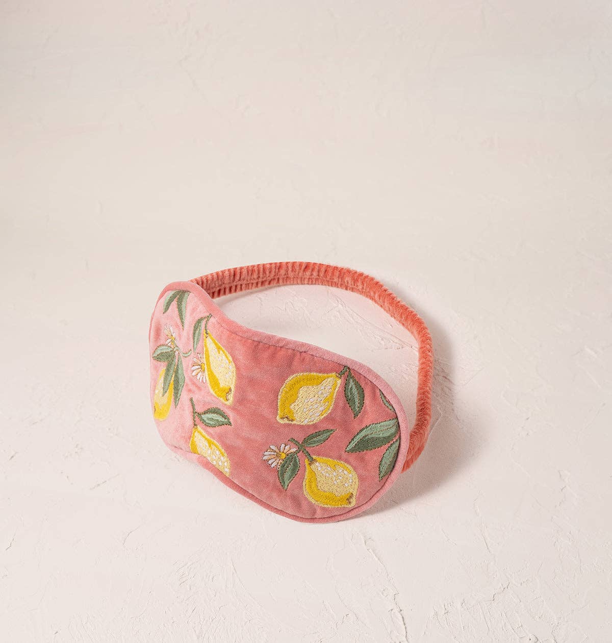 Elizabeth Scarlett Lemon Blossom Coral Velvet Eye Mask