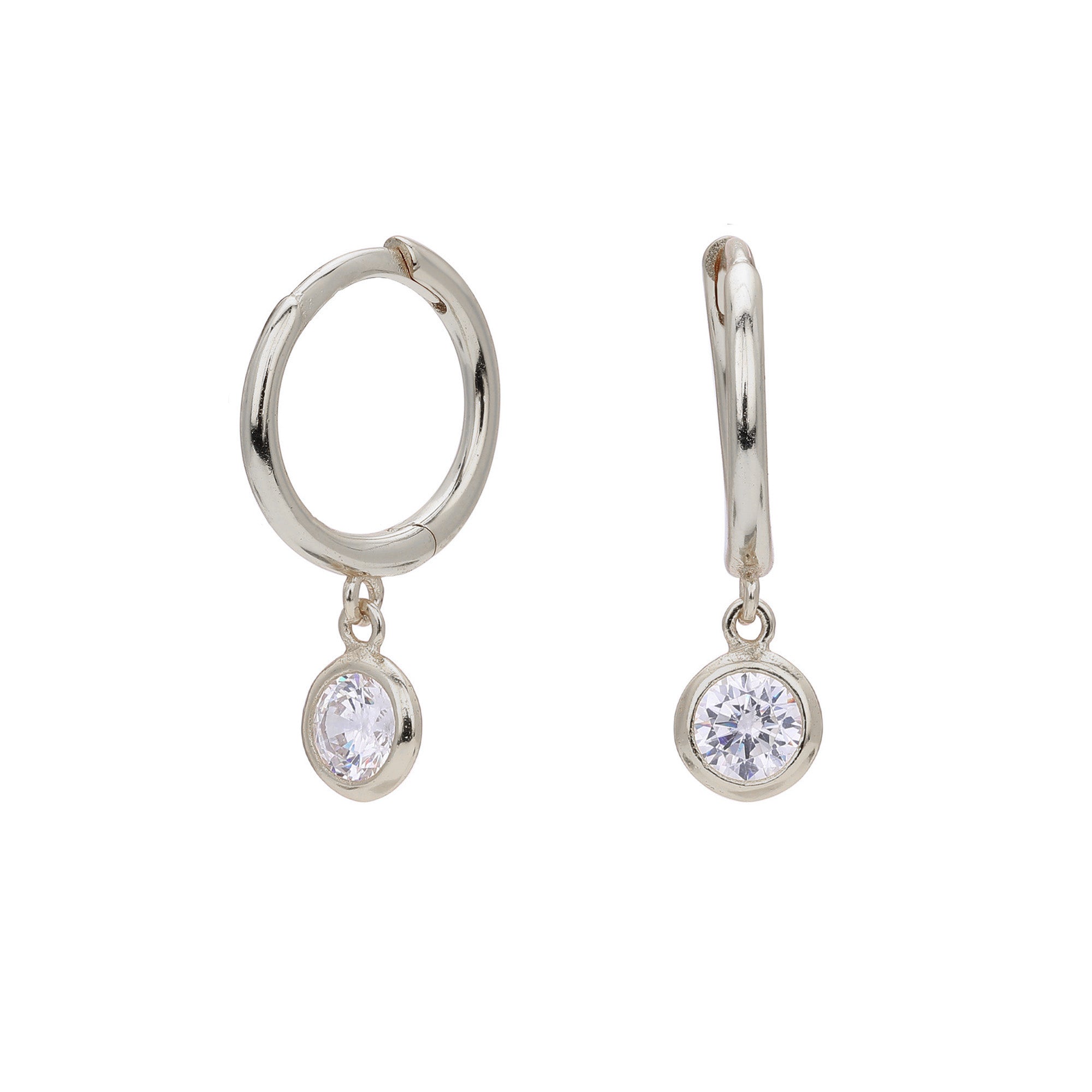 Birthstone Drop Hoop Earrings