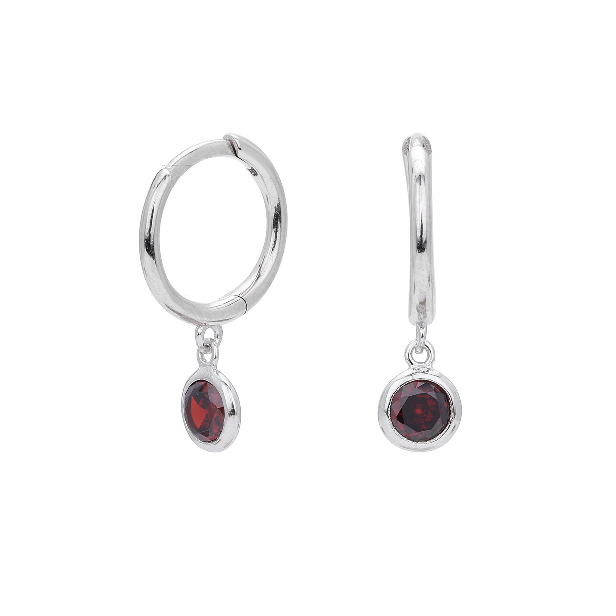 Birthstone Drop Hoop Earrings