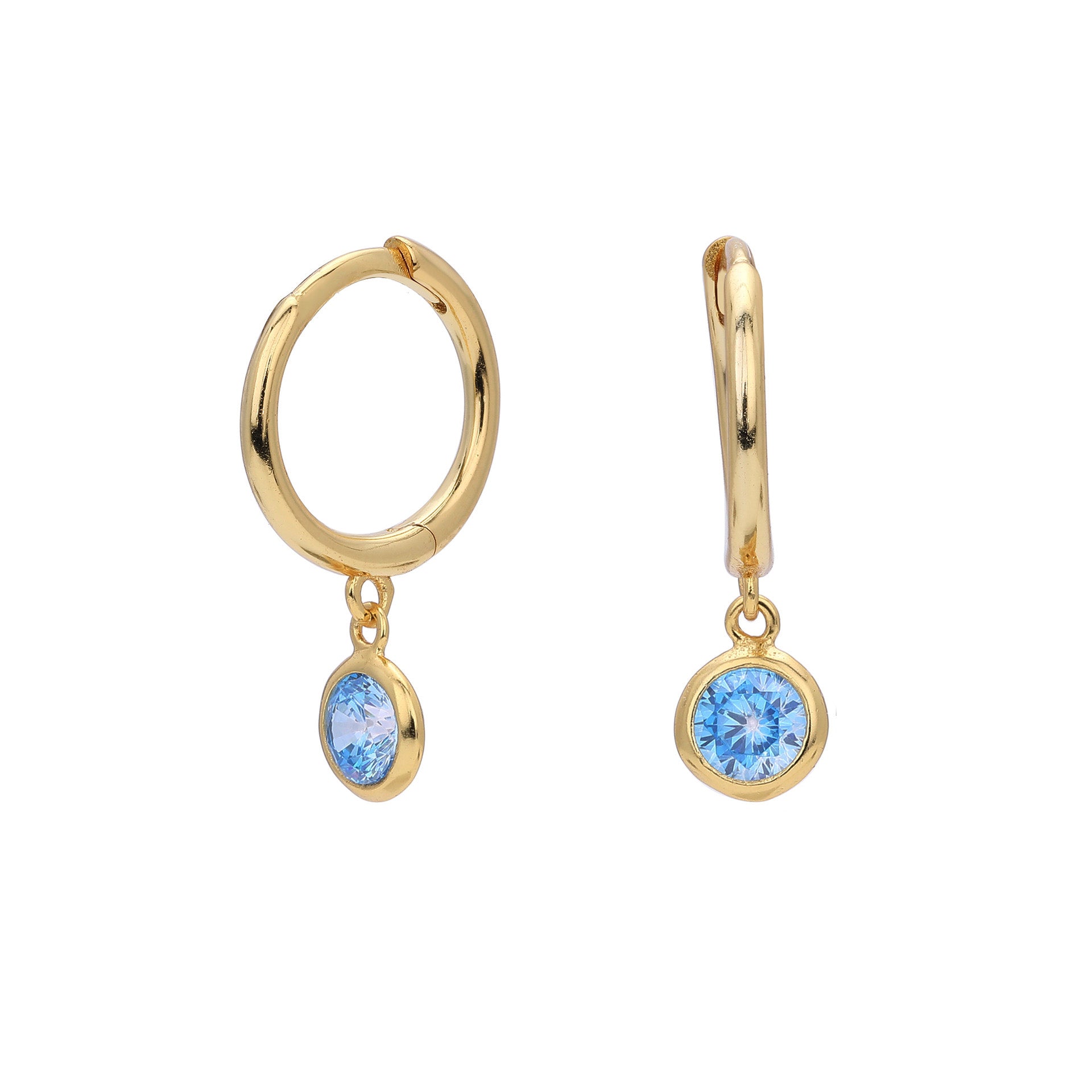 Birthstone Drop Hoop Earrings
