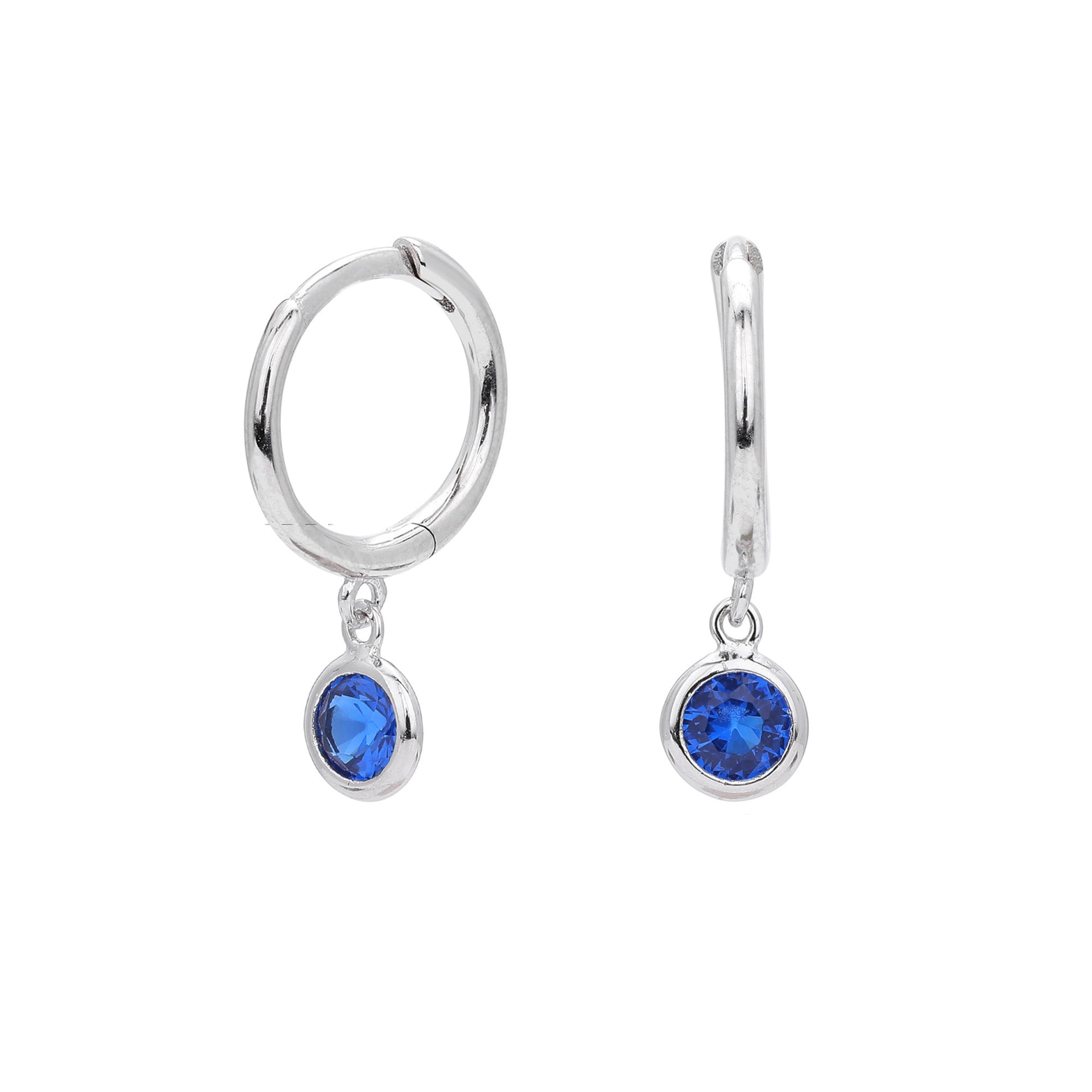 Birthstone Drop Hoop Earrings