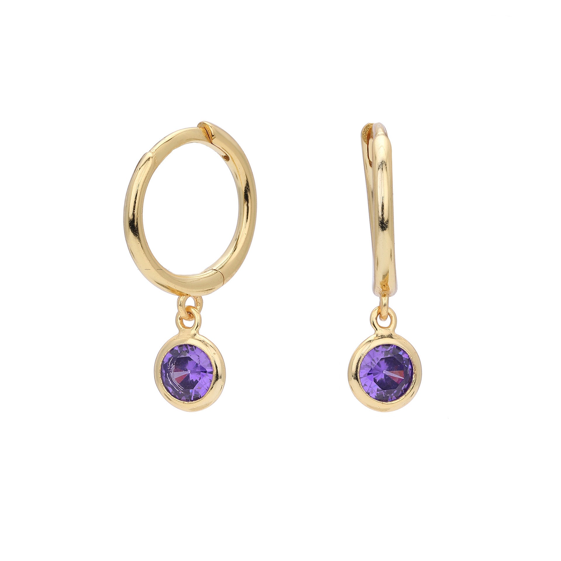 Birthstone Drop Hoop Earrings