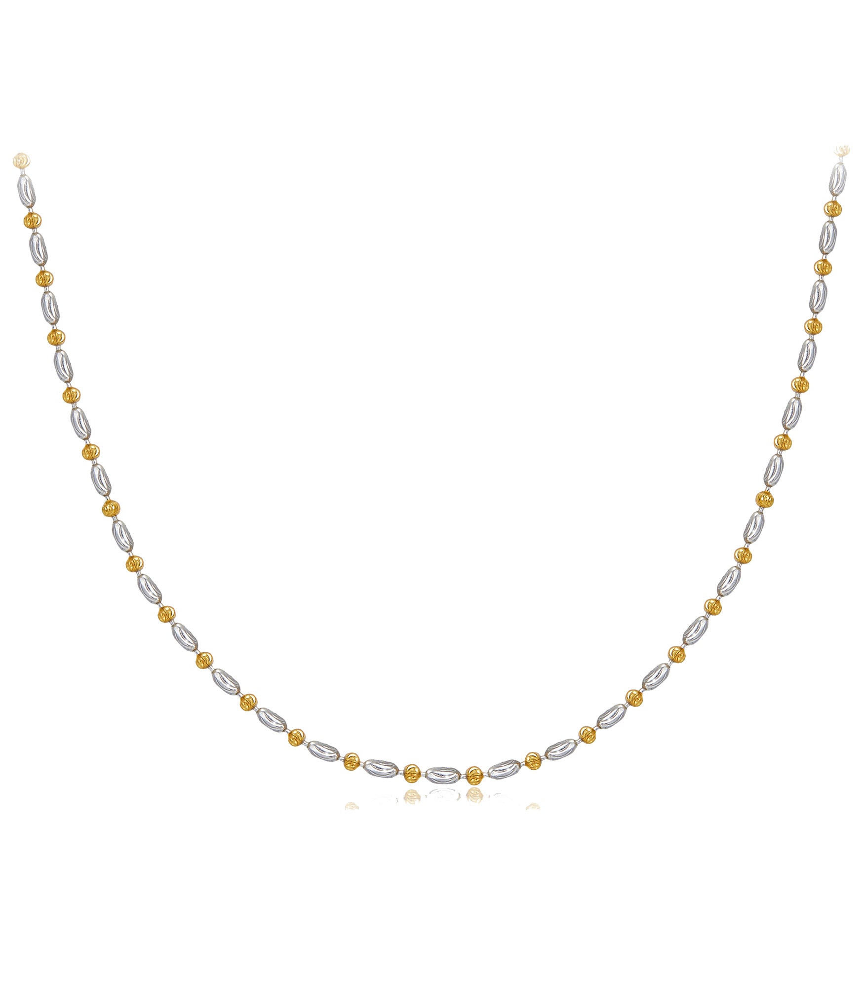 Mix Tone Silver ShaSha Necklace| Gold Vermeil Mixed Tone Silver Rice ...