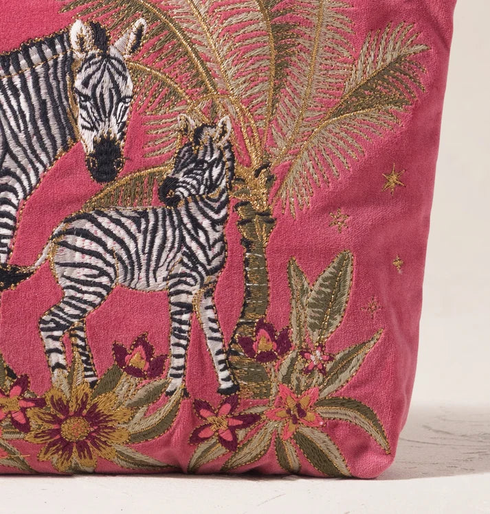 Elizabeth Scarlett Botanical Zebra Velvet Everyday Pouch