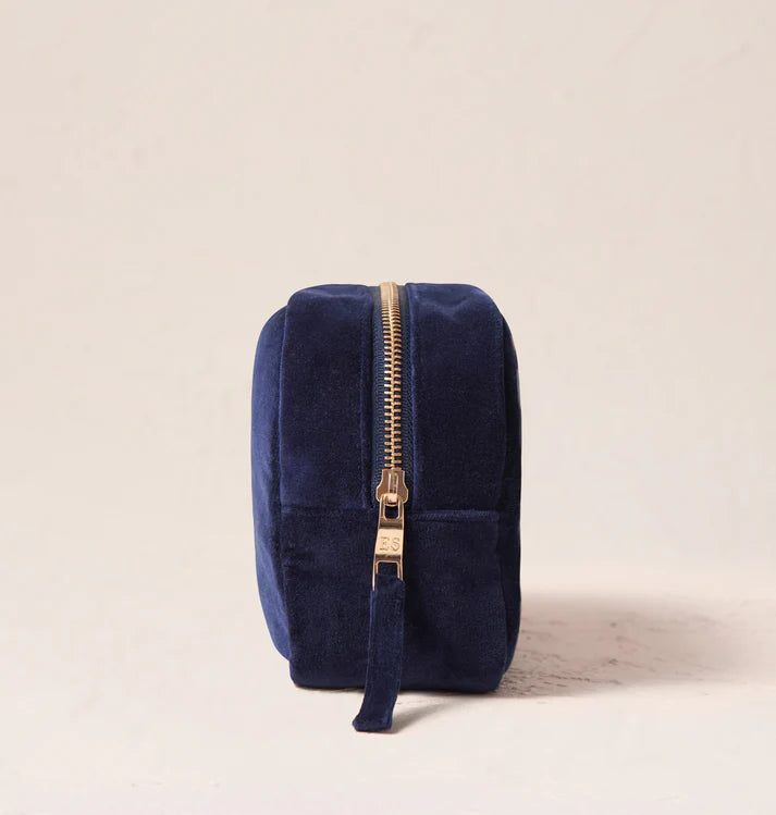 Elizabeth Scarlett Celestial Navy Velvet Makeup Bag