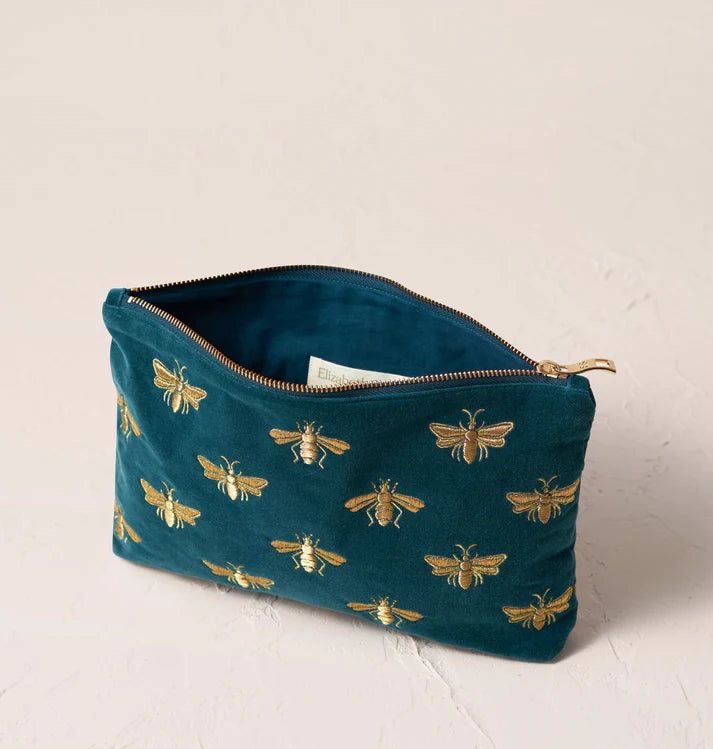 Elizabeth Scarlett Rich Blue Honey Bee Everyday Pouch
