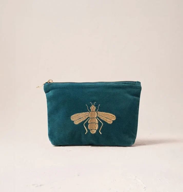 Rich Blue Honey Bee Mini Pouch