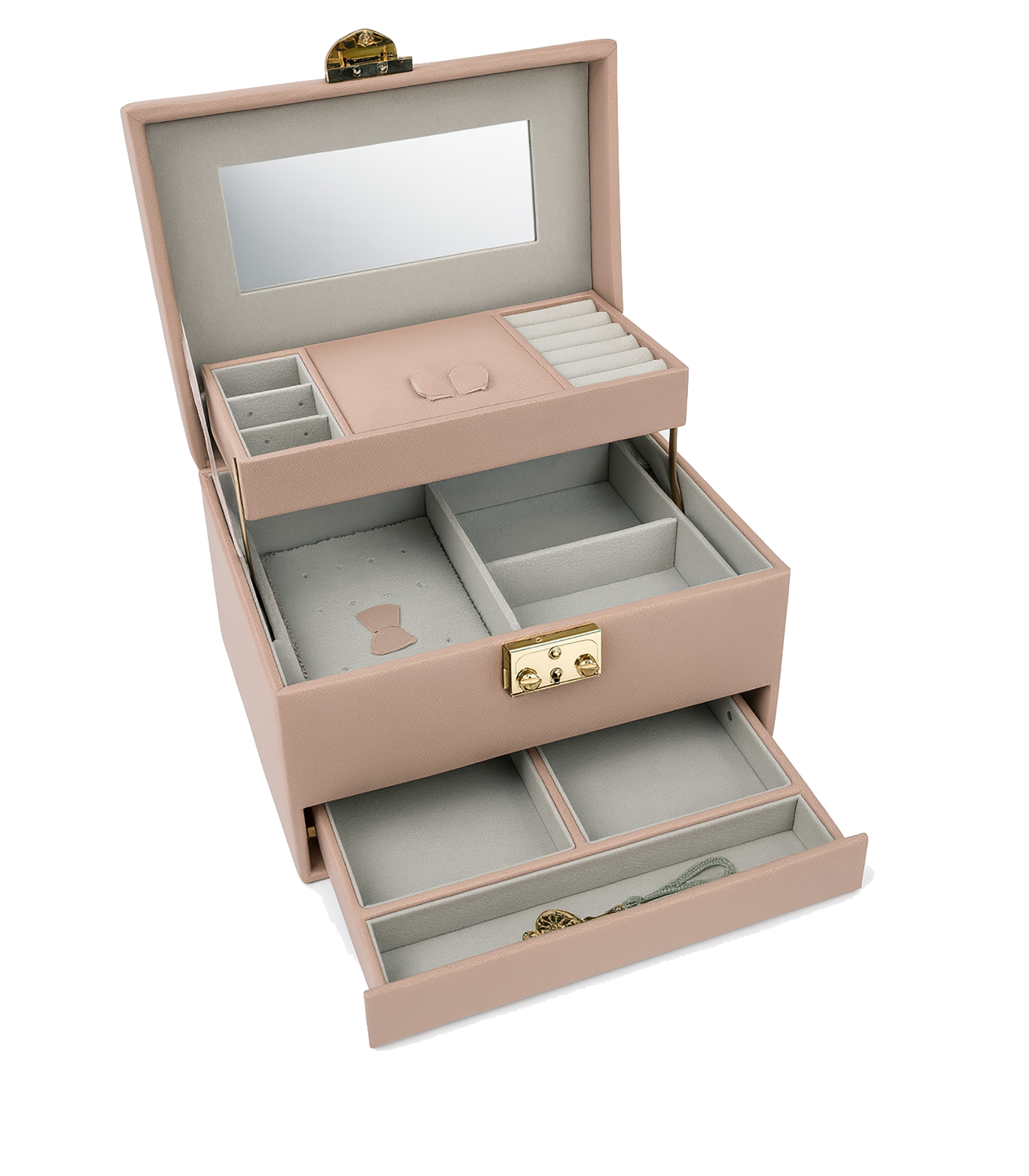 Mocha Peach Vegan Leather Large Jewellery Box