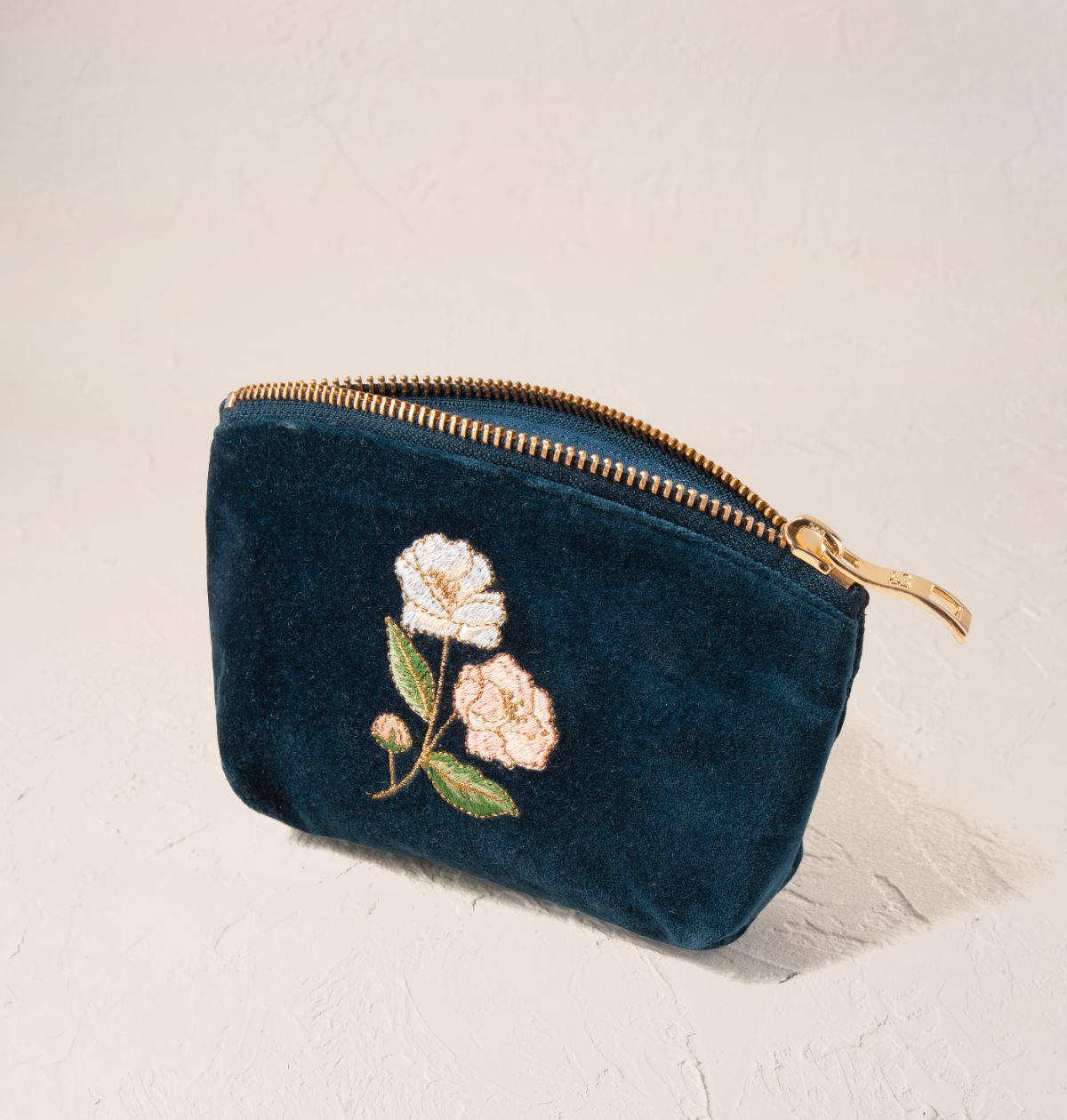 Blue Wild Rose Coin Pouch