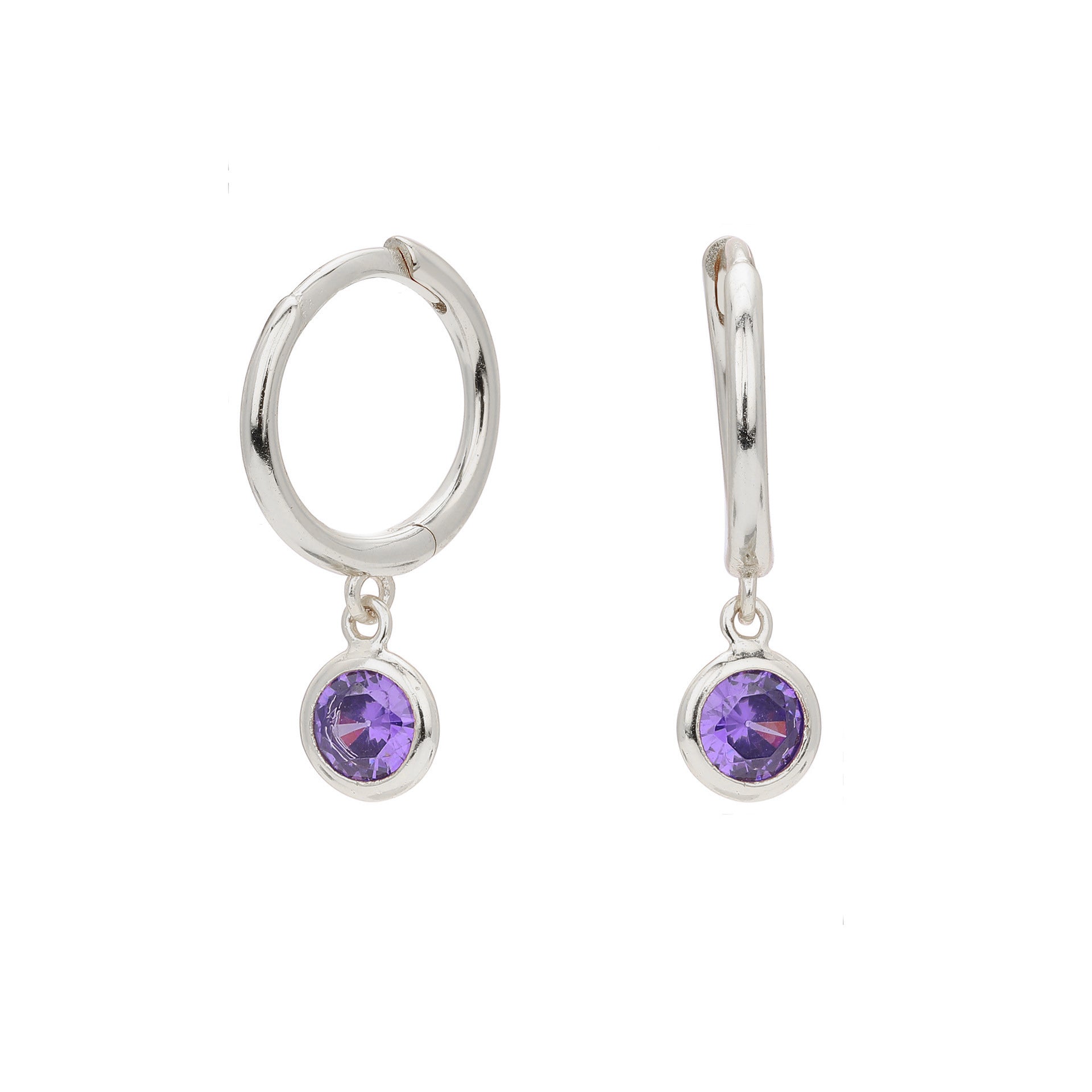 Birthstone Drop Hoop Earrings
