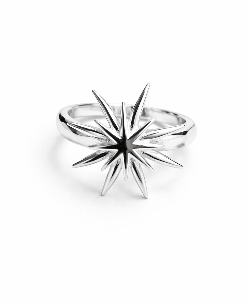 Silver Large Celestial Sunbust Ring