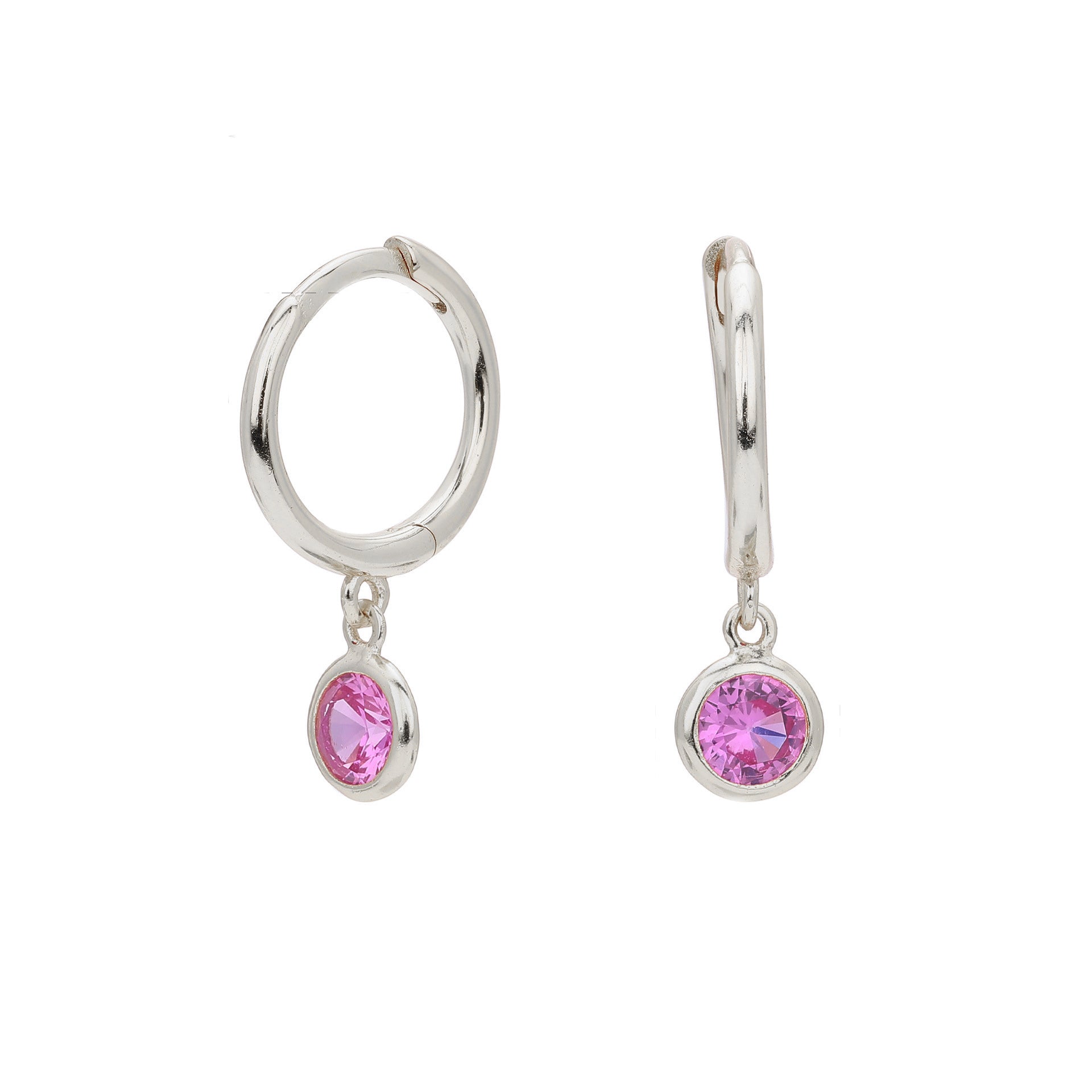 Birthstone Drop Hoop Earrings