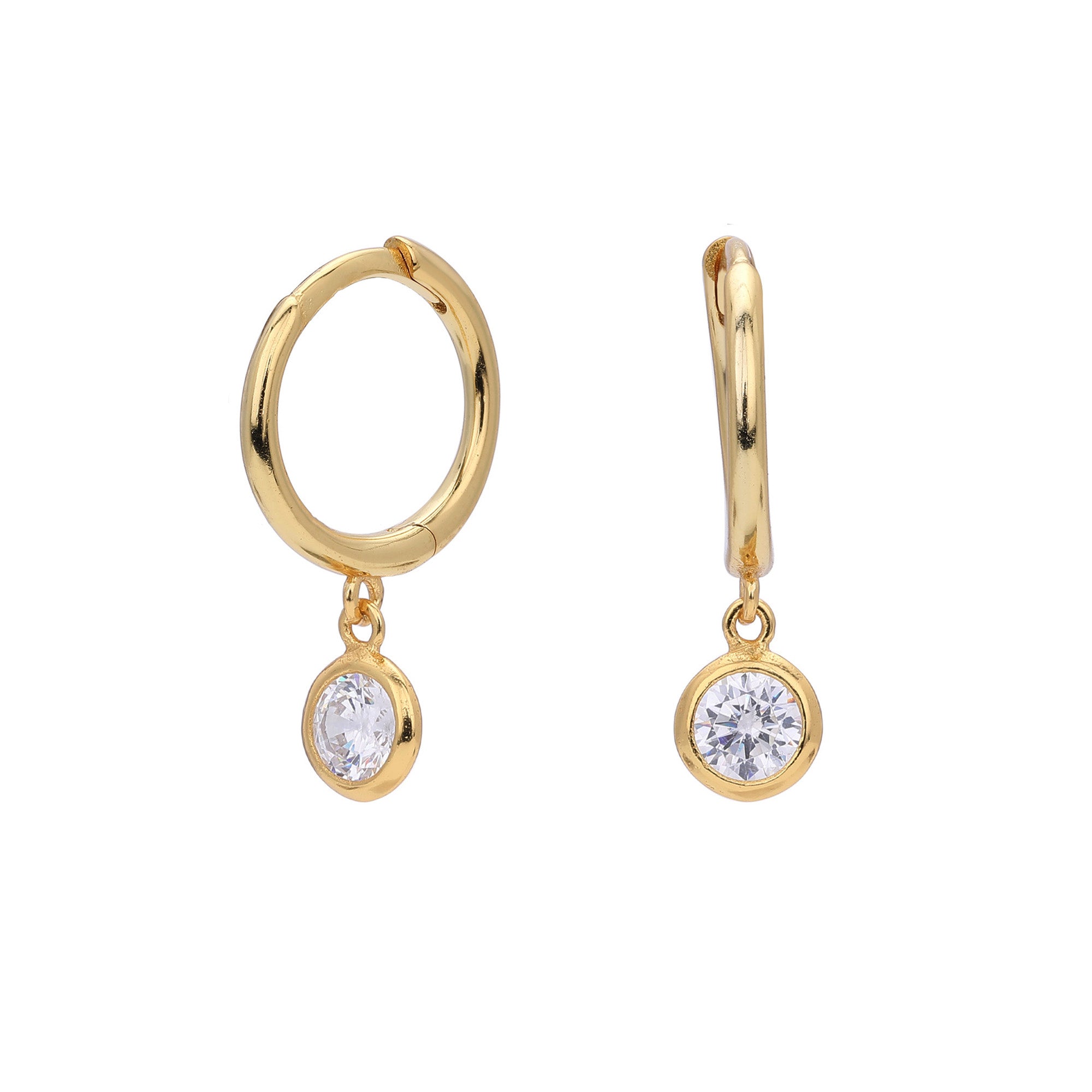 Birthstone Drop Hoop Earrings