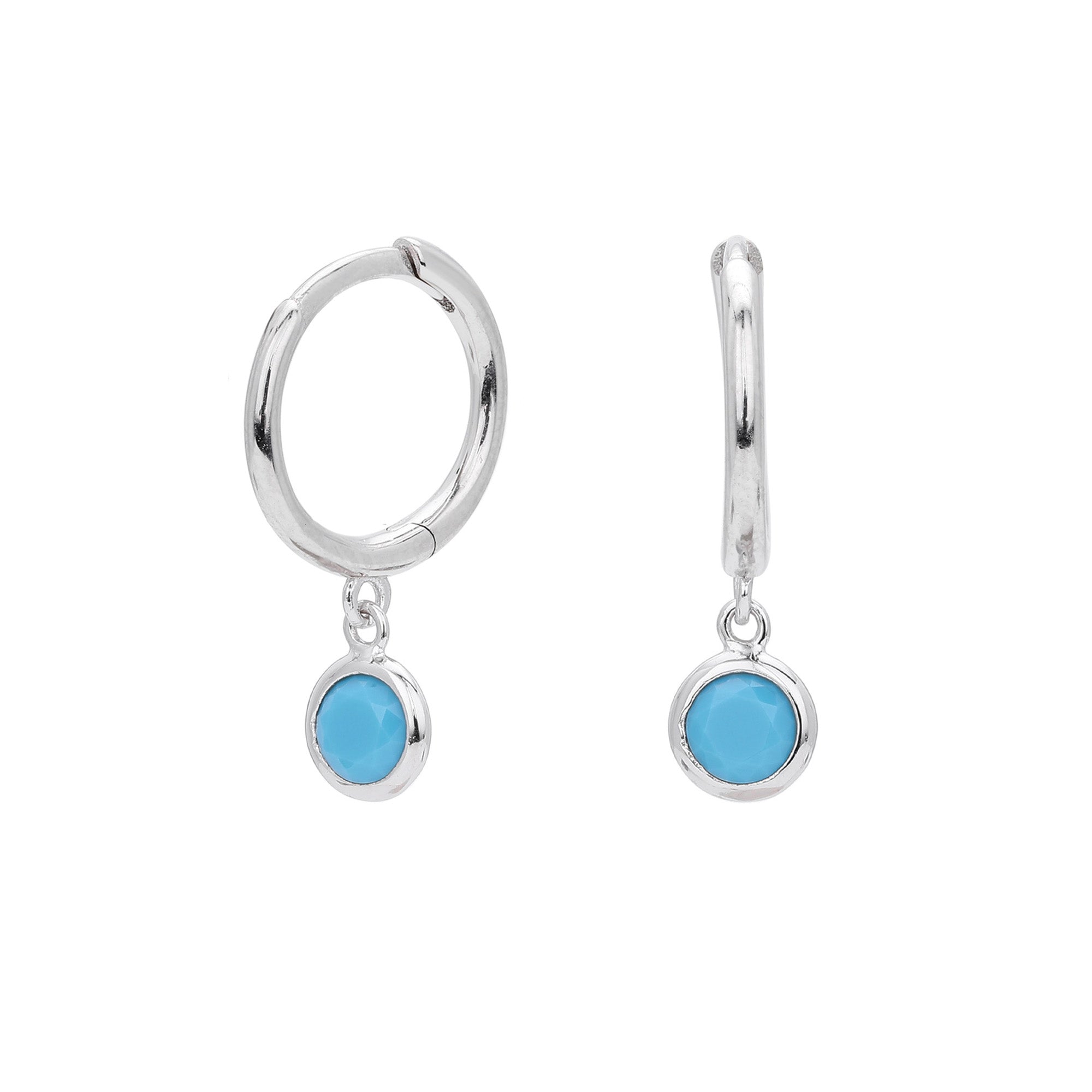 Birthstone Drop Hoop Earrings