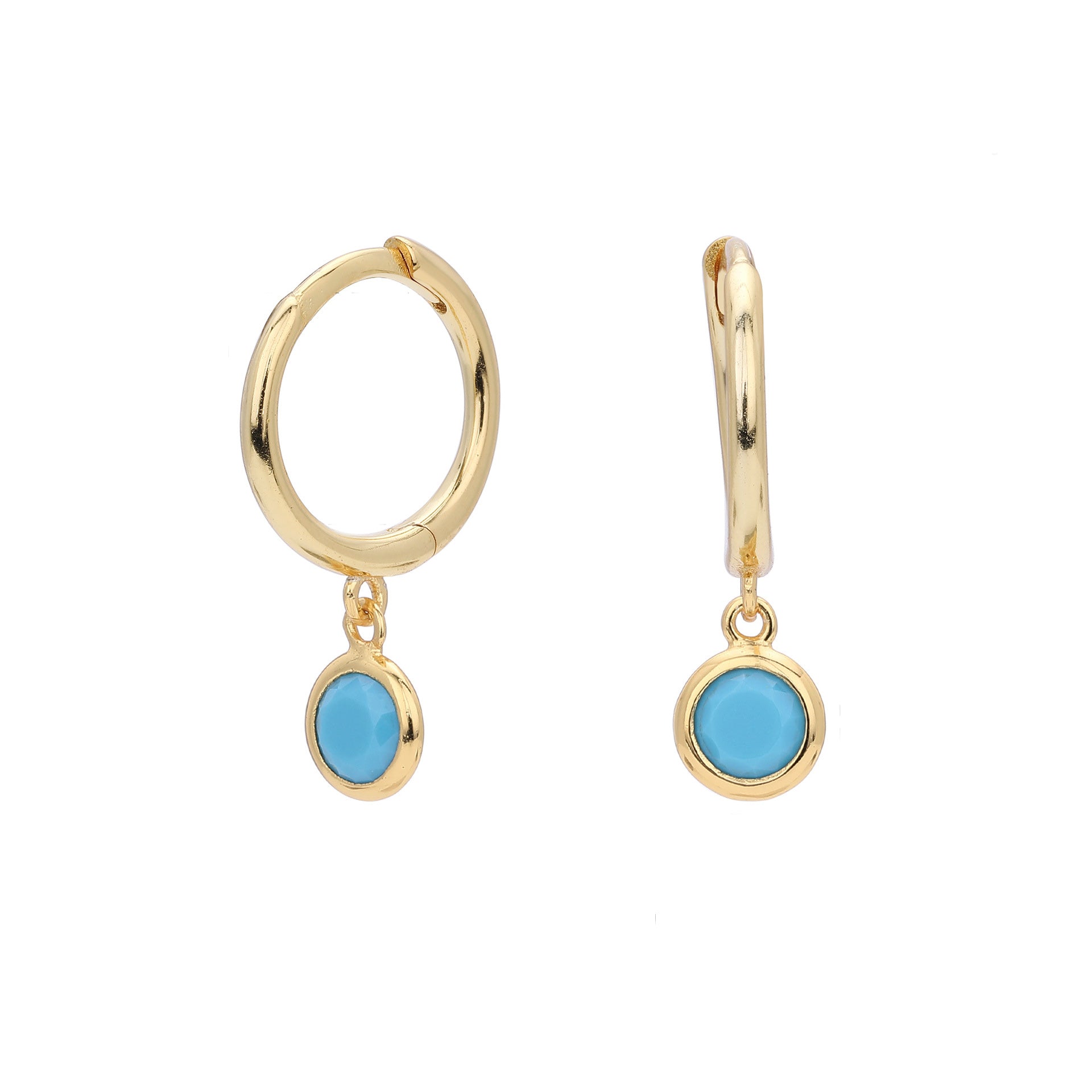 Birthstone Drop Hoop Earrings