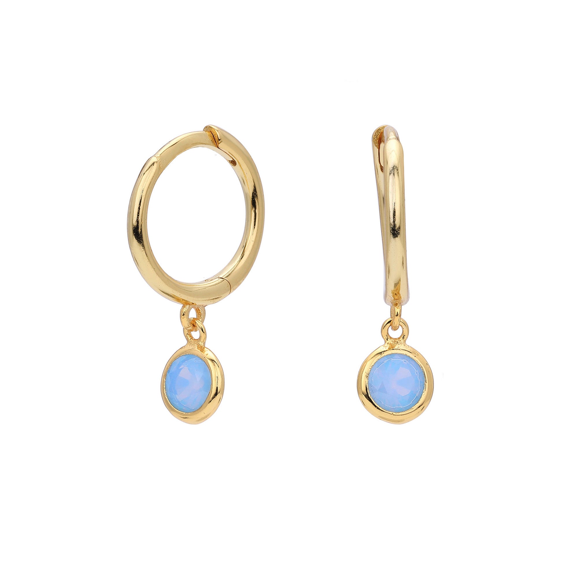 Birthstone Drop Hoop Earrings
