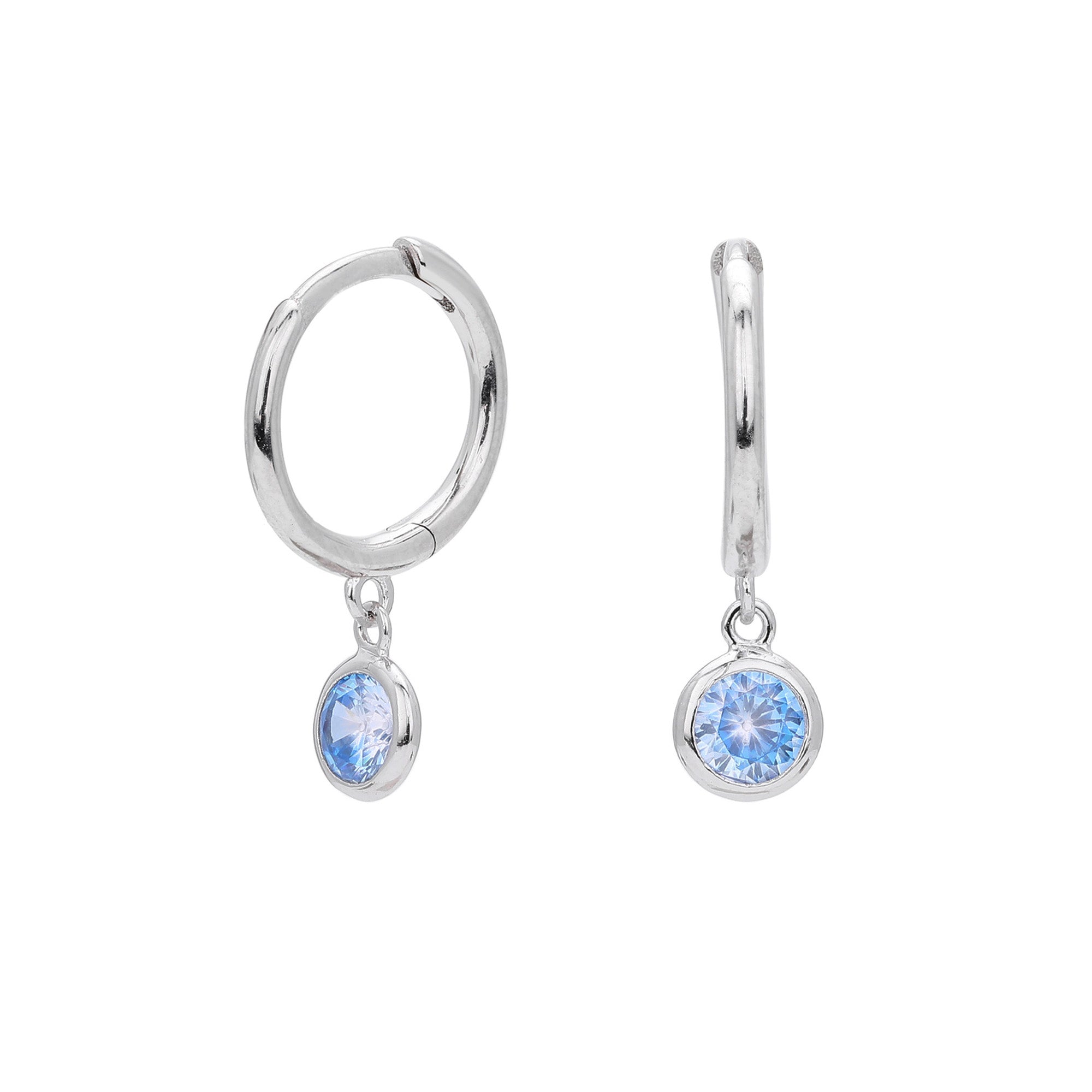 Birthstone Drop Hoop Earrings