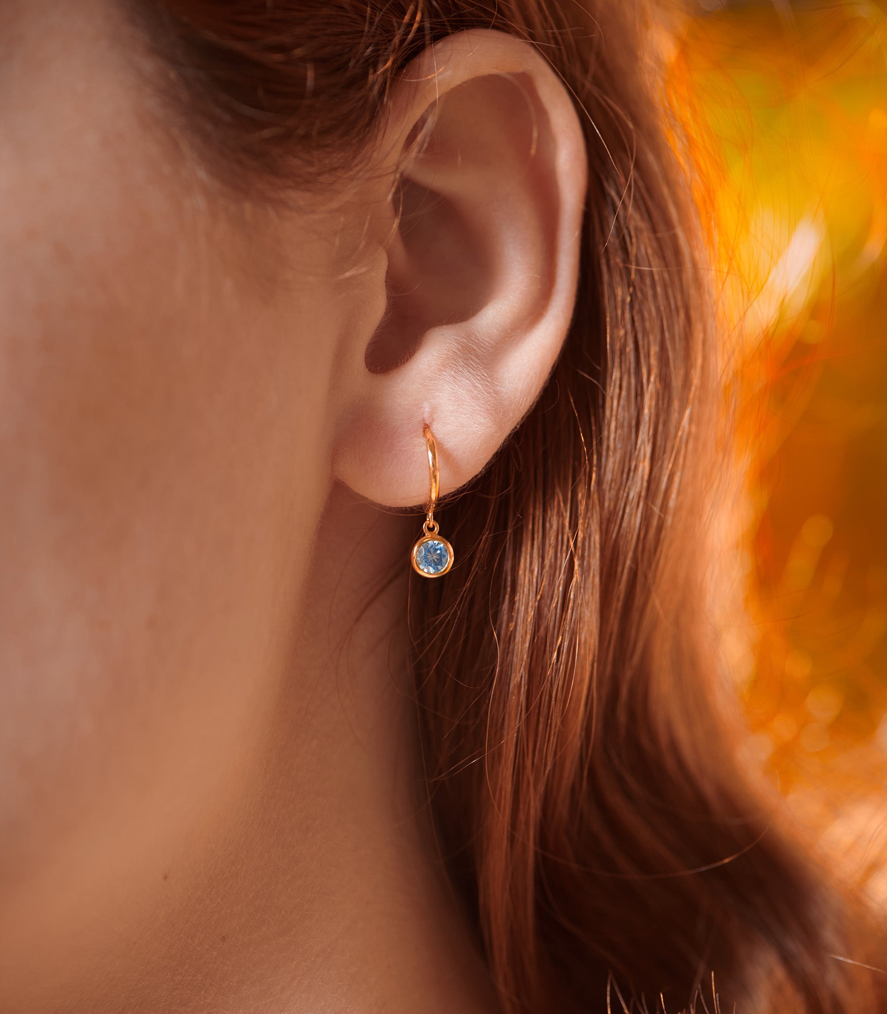 Birthstone Drop Hoop Earrings