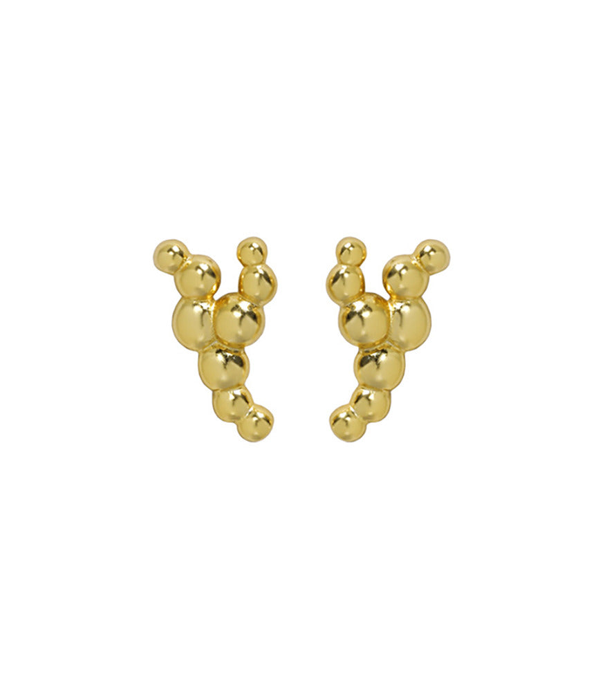 A pair of gold vermeil stud earrings with a bubble texture.